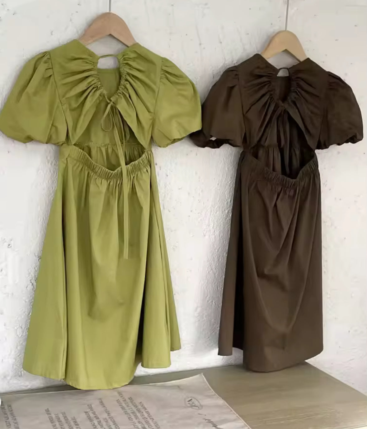 Puff Sleeve Cotton Midi Dress