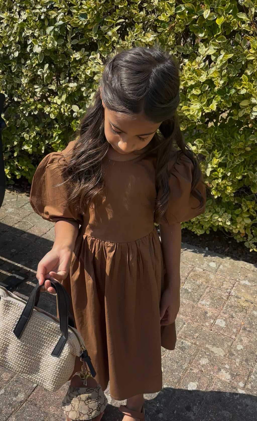 Puff Sleeve Cotton Midi Dress
